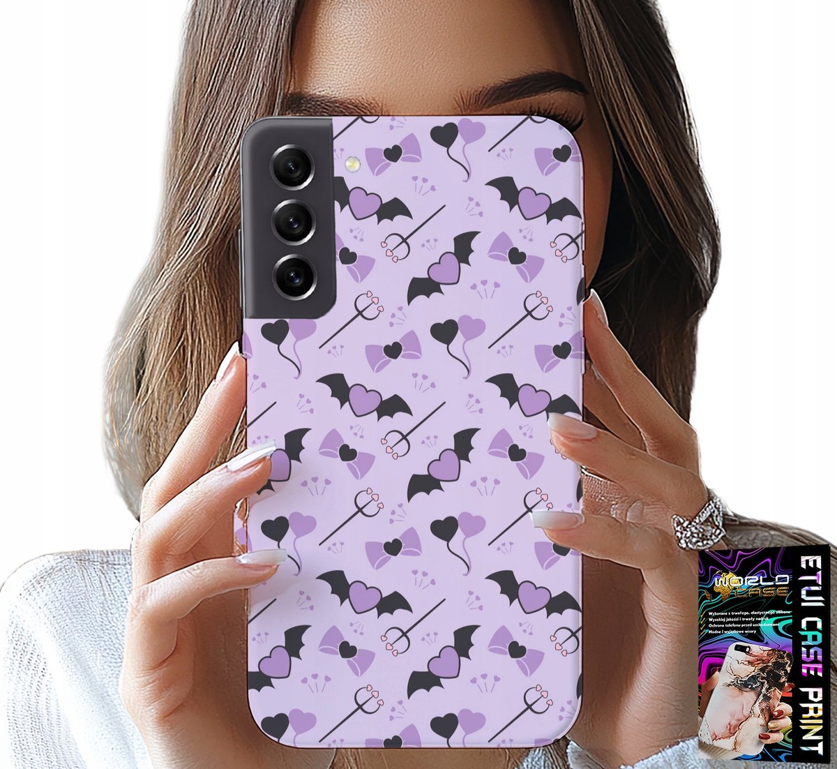 HOESJE VOOR SAMSUNG GALAXY S21 FE - MODIEUZE PATRONEN: VORK, HARTJES, KOMMEN