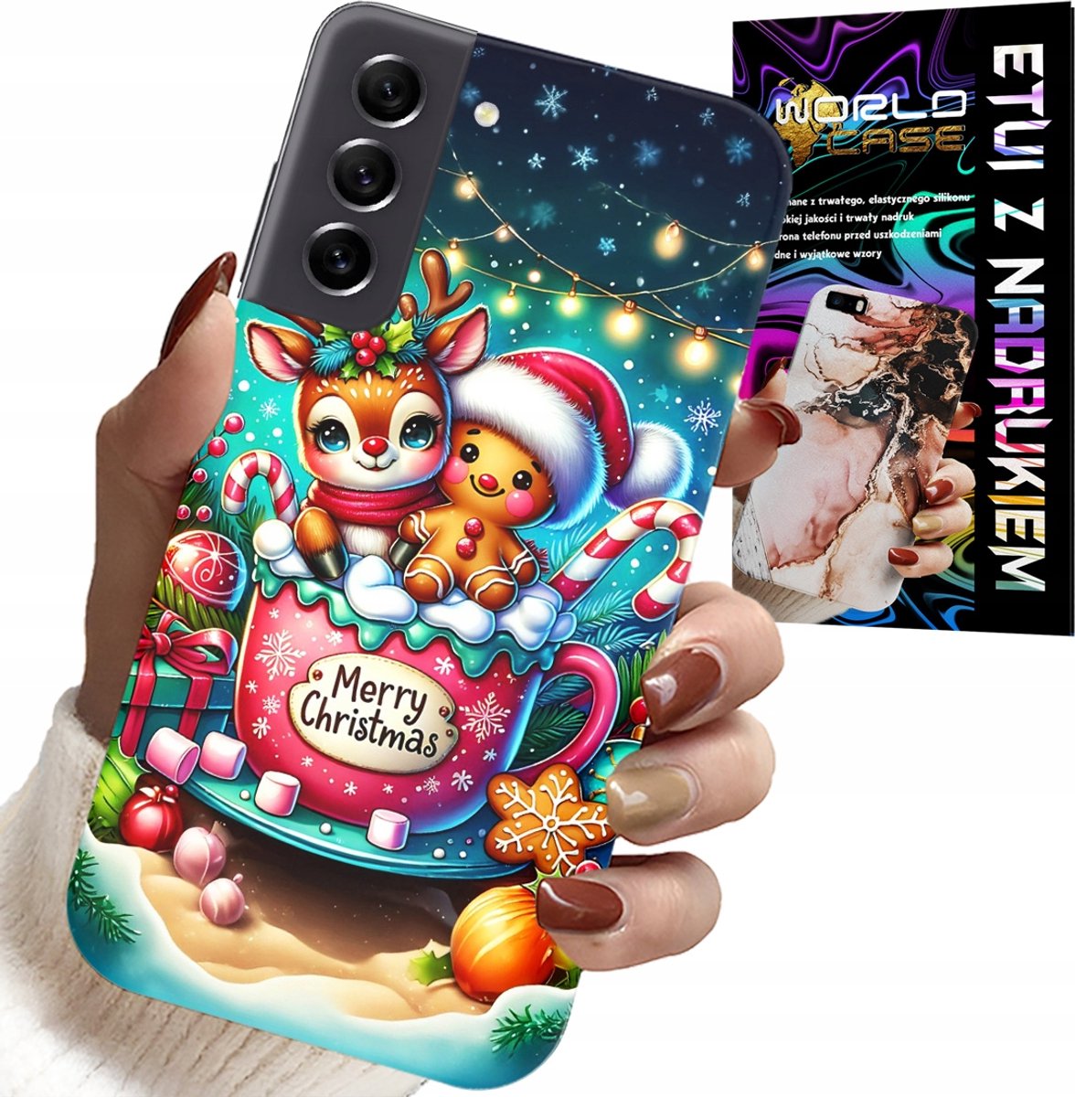 HOESJE VOOR SAMSUNG GALAXY S21 FE - RENDIER MET PEPERKOEK VROLIJK KERSTFEEST