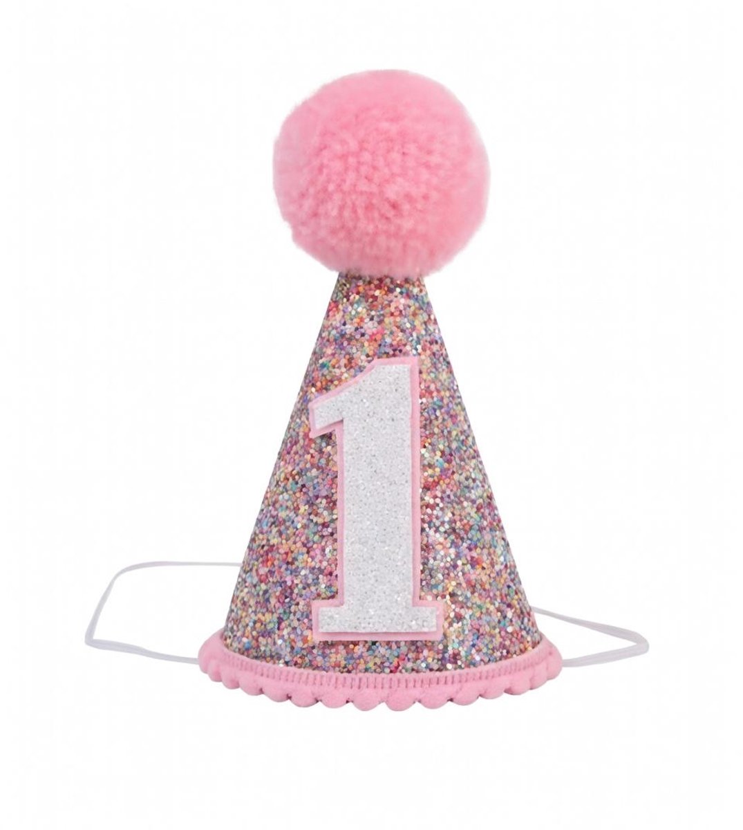 New Age Devi - Vier de eerste verjaardag van je meisje met de Sweet One Hoed - Roze Glitter Decoraties - 1 stuks 1 jaar oud verjaardagshoedje
