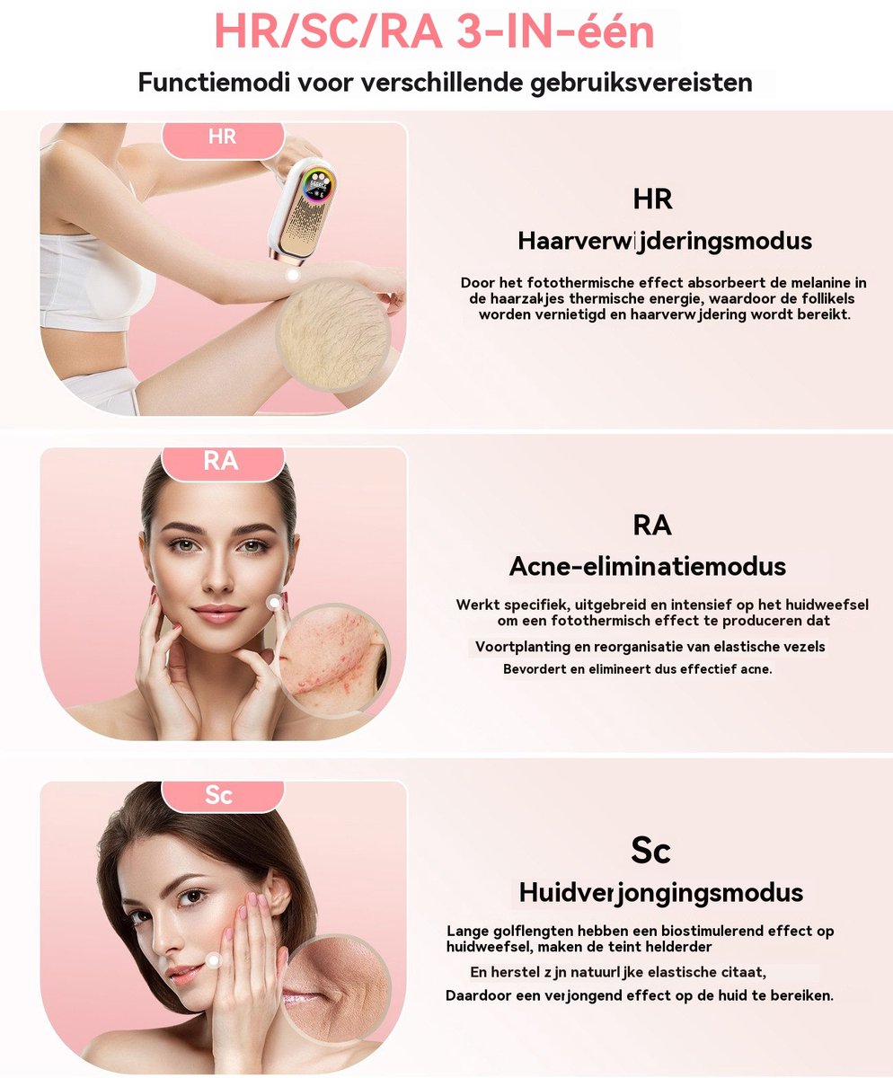 RAYOFI IPL Laser Ontharingsapparaat met Ice-coolfunctie - 9 Verschillende Standen - Beschermbril –Permanente Haartjes Verwijdering, Gezicht Verjonging & Pigmentvlekken Behandeling - Laser Ontharingsapparaat - 2 jaar garantie - Wit thumbnail 4