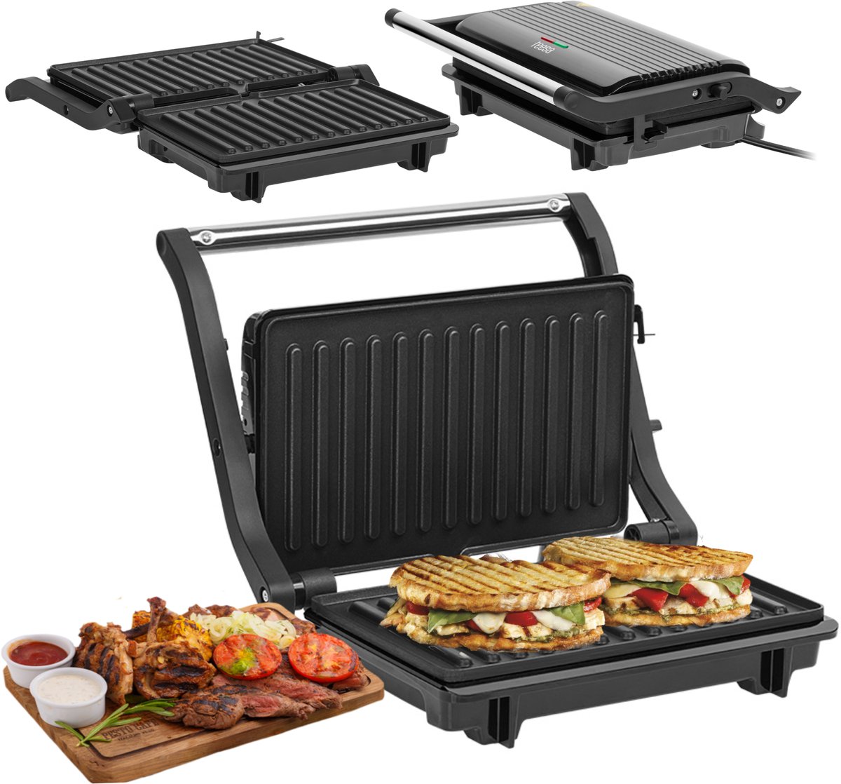 Teesa TSA3234 - Elektrische grill, 1.000 Watt, roestvrijstaal
