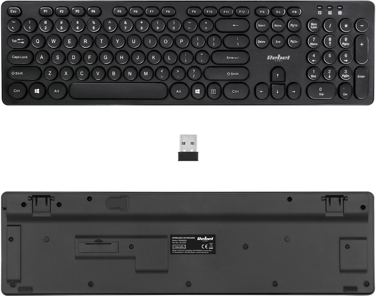 Rebel WK100 Serie - Draadloos Toetsenbord - Membranen Toetsen - USB 2.0 - Compact