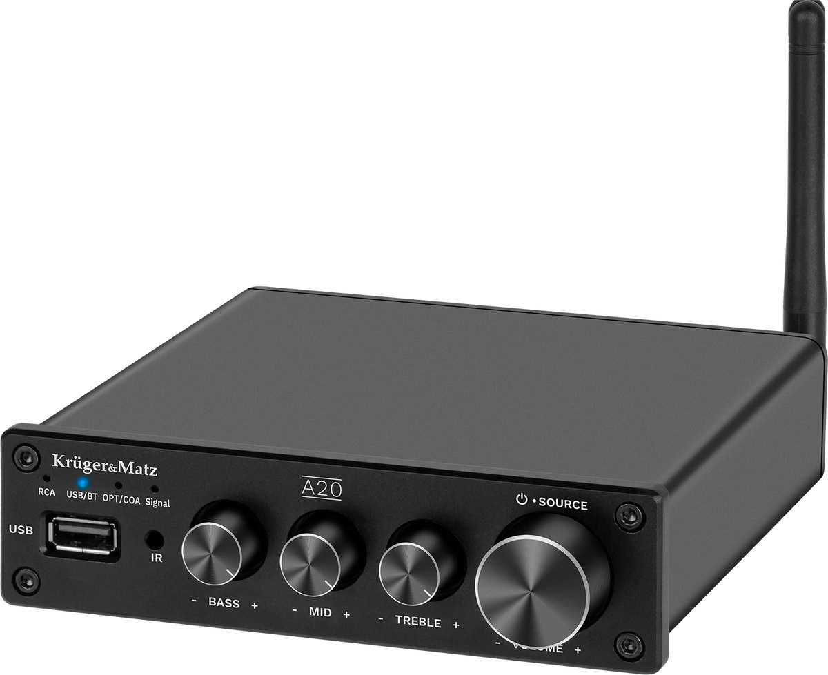 Krüger&Matz A20 - Stereo Versterker - Bluetooth 5.0 - aptX HD - 2x100W