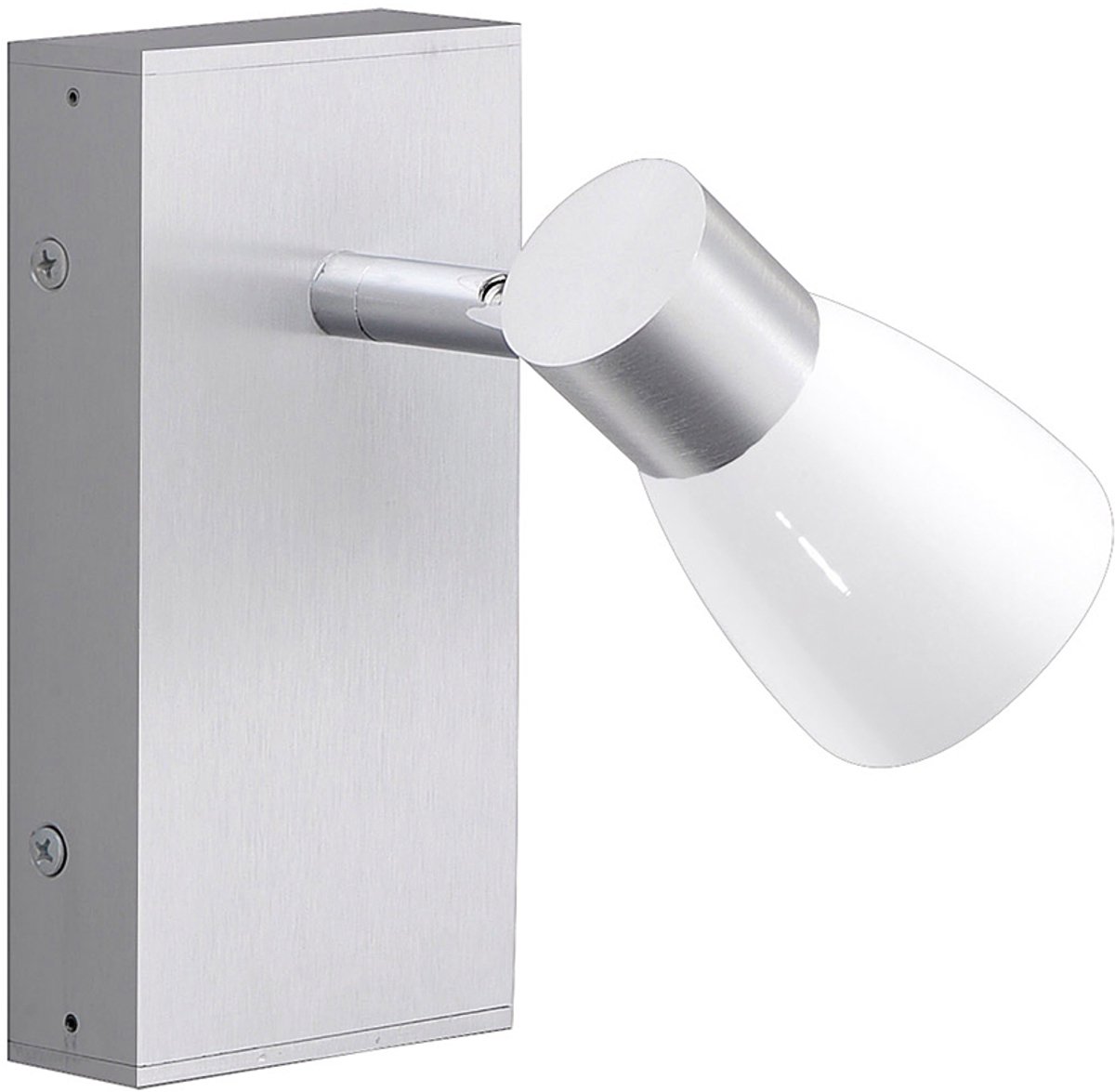 Wandlamp zilver slaapkamerlamp wandspot glas instelbaar, aluminium opaal glanzend, 1x GU10, LxBxD 16x7x11 cm, Fischer Honsel 30069