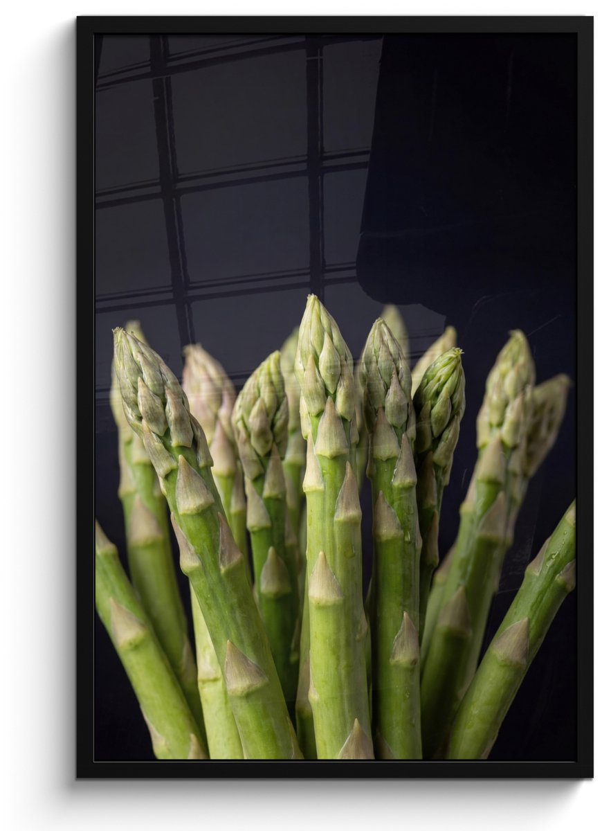 FrameYourWall Poster in lijst - Fotolijst 60x90 cm - Posters - Asperges - Groen - Zwart - Posterlijst zwart - Decoratie - Wanddecoratie woonkamer - Muurdecoratie slaapkamer