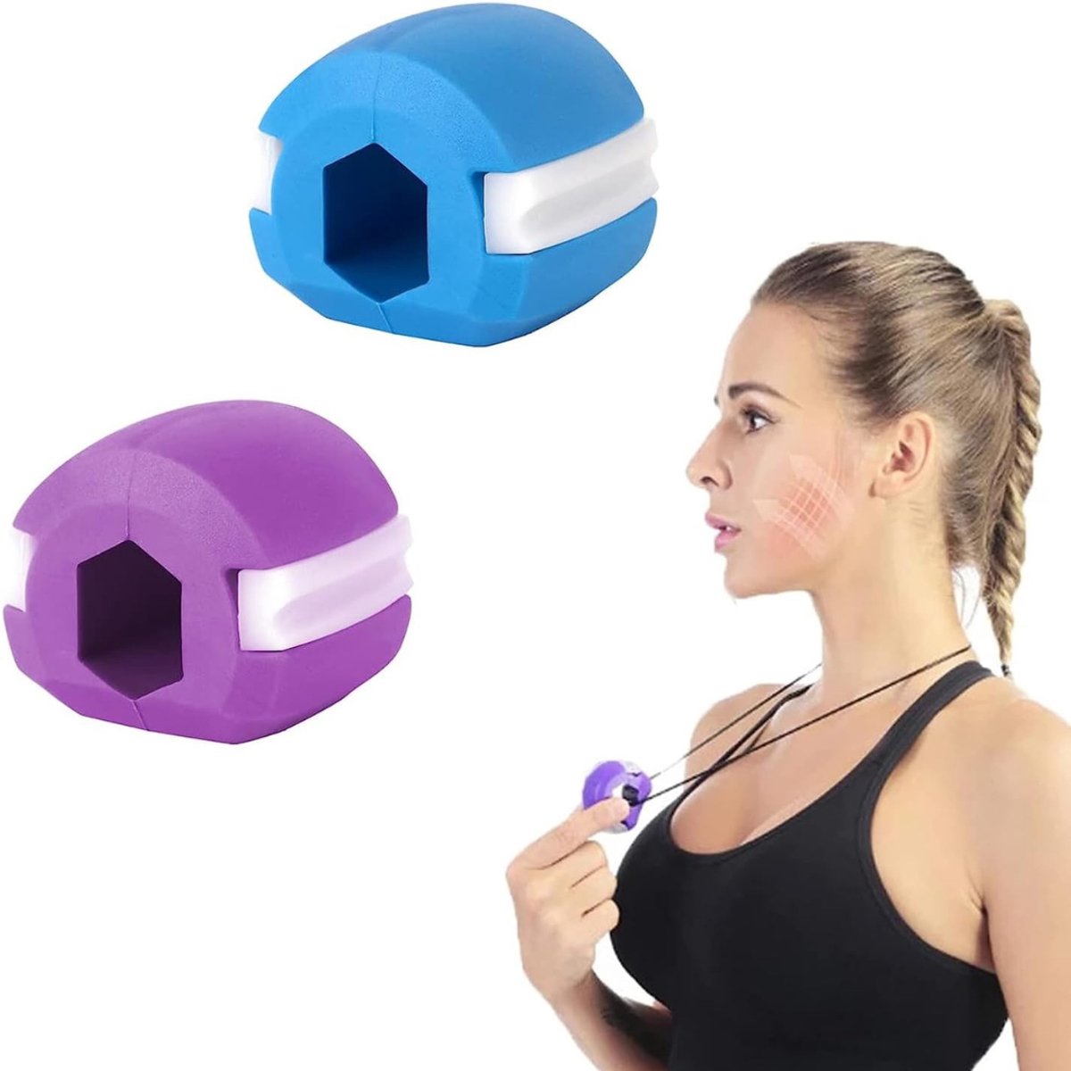 RONN® Kaaklijn Trainer - Kaaklijn - Paars/Blauw - 10cm x 10cm x 2cm ; 60 g