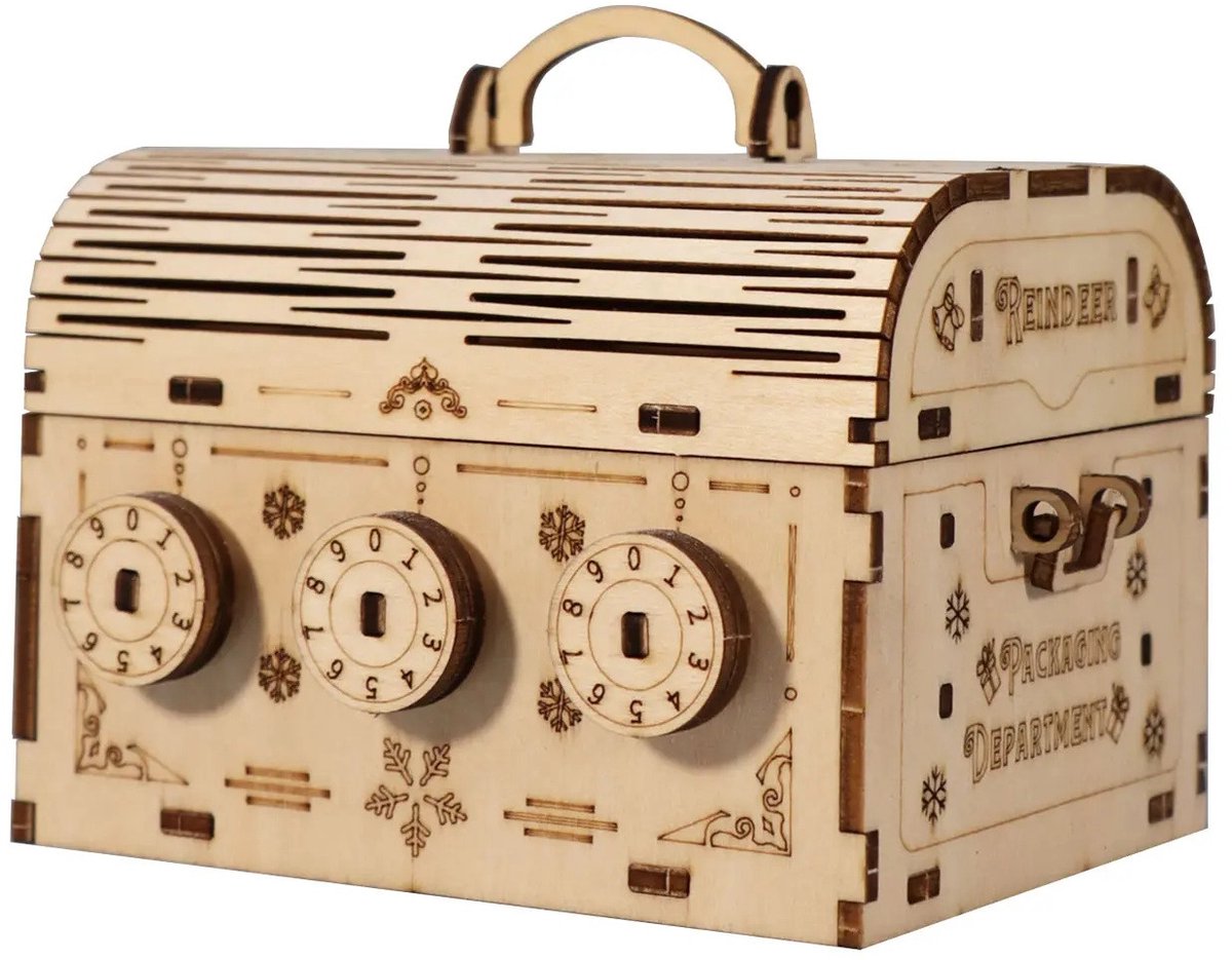 3D houten schatkist puzzel - mechanische bouwset voor volwassenen - wit