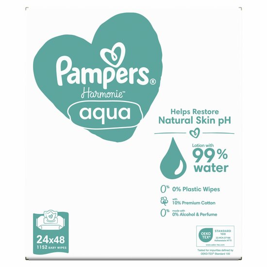 Pampers Harmonie Aqua Babydoekjes 24 Verpakkingen = 1152 Babydoekjes