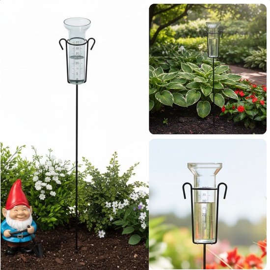 Foto: Cheqo regenmeter neerslagmeter pluviometer regenmeter tuin regenmeter op stok regenmeter met stok regenmeter met grondpen regenmeter met houder regenmeter met standaard regenmeter op voet