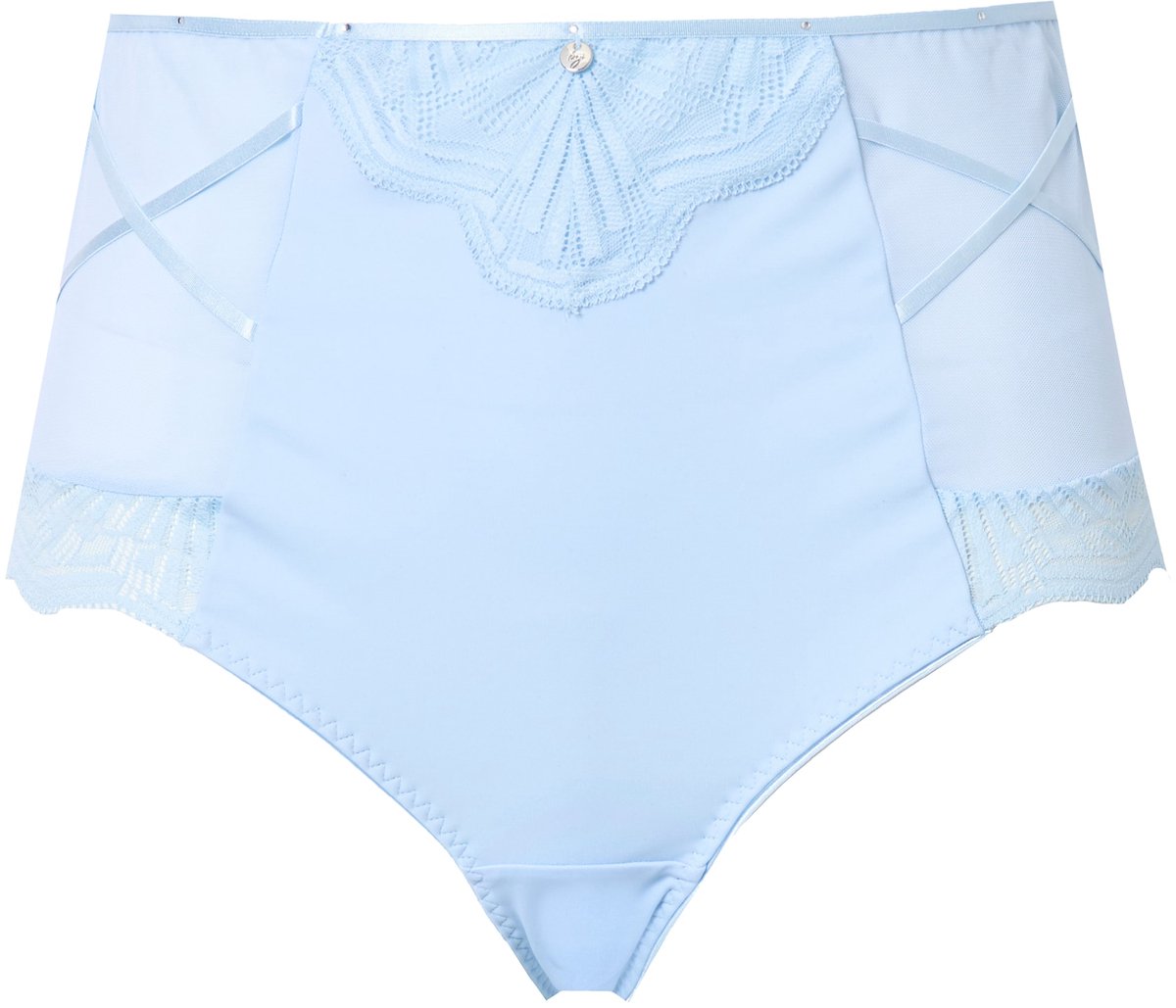 TruYou - Dames - TRUYOU shaping-maxislip kant sierbandjes powermesh - Zacht lichtblauw - Maat 54+