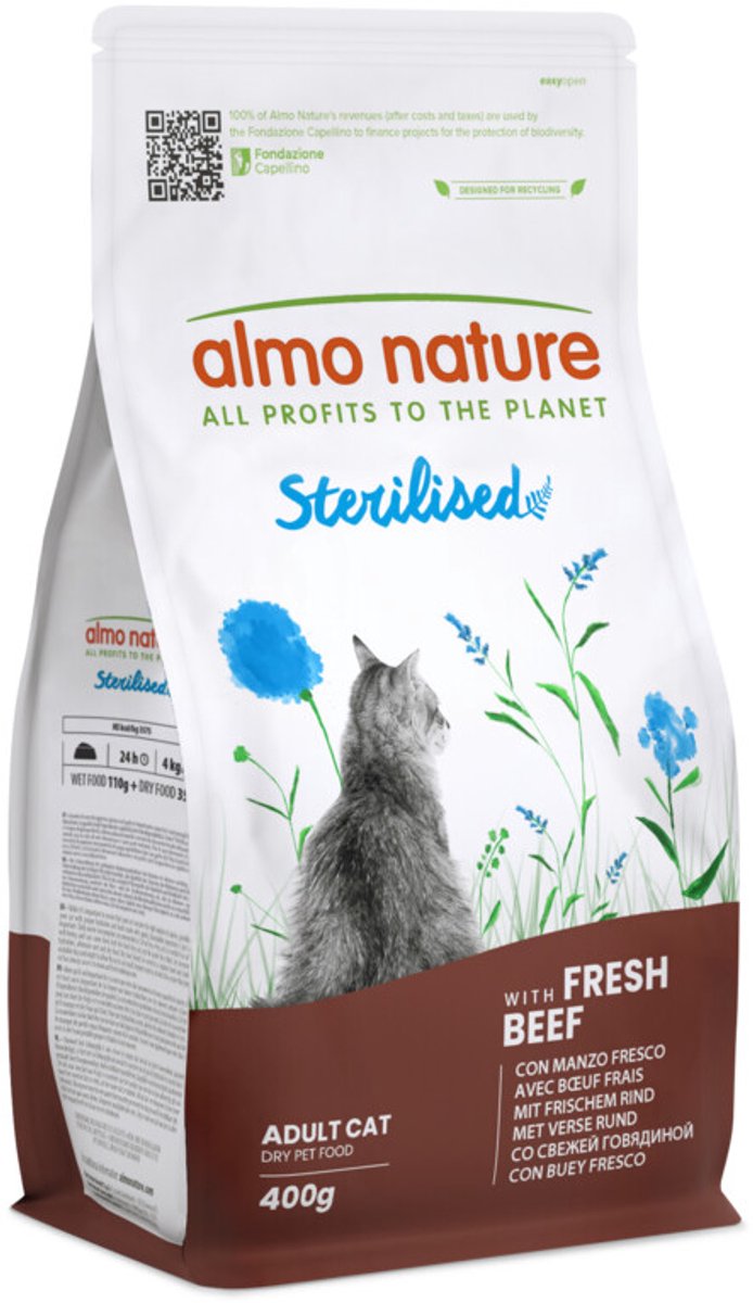 Almo Nature Droogvoer Rundvlees voor Gesteriliseerde Katten - Almo Nature Holistic Sterilized - Rundvlees - 400g