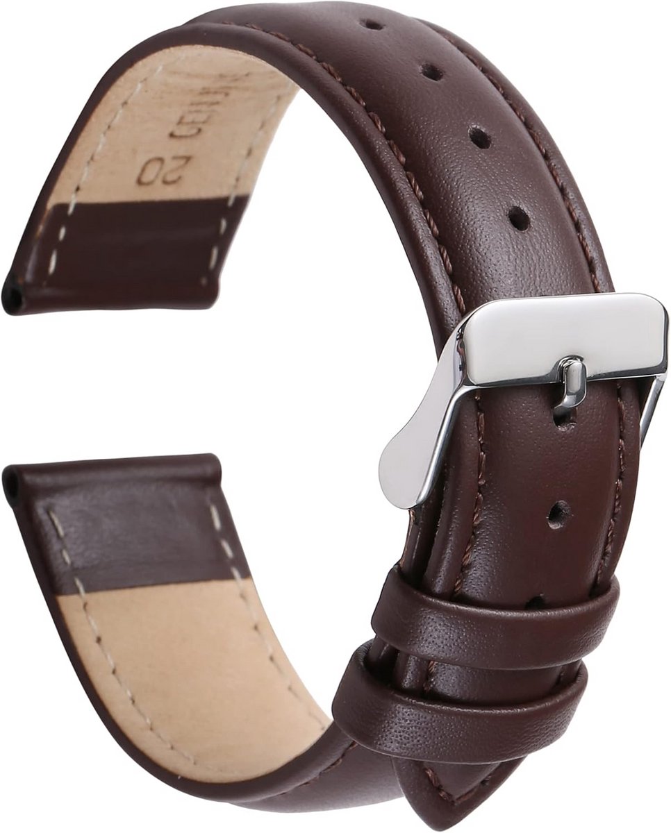 Luxe Kalfsleren Horlogeband - Klassiek Design met Sterke Stalen Gesp