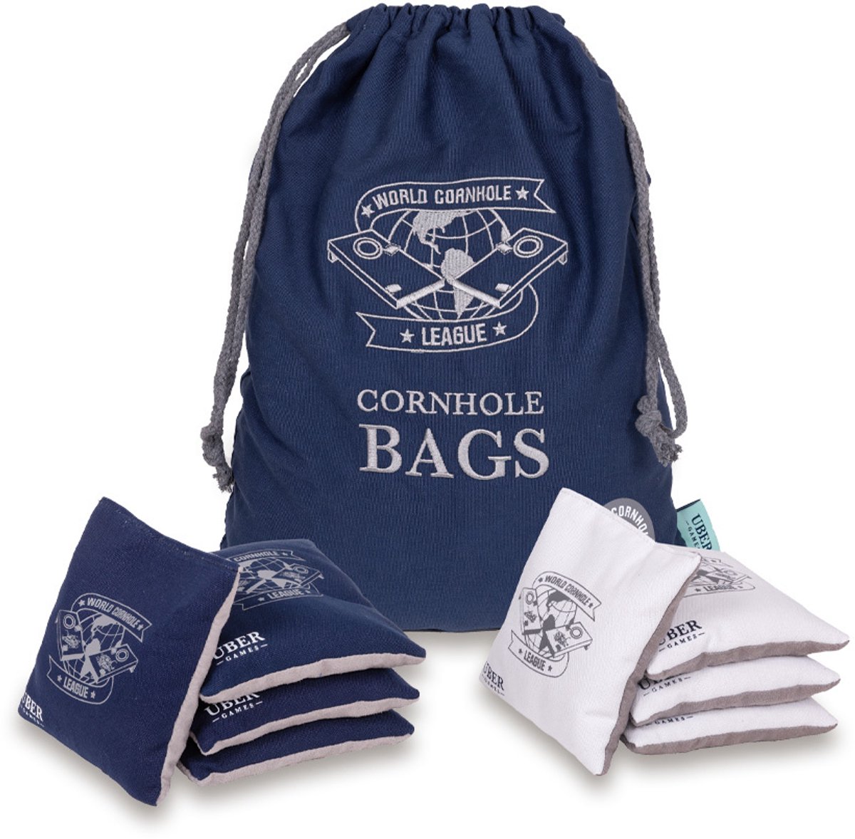 World Cornhole League Cornhole Bean Bags - 4 Donkerblauw en 4 Wit