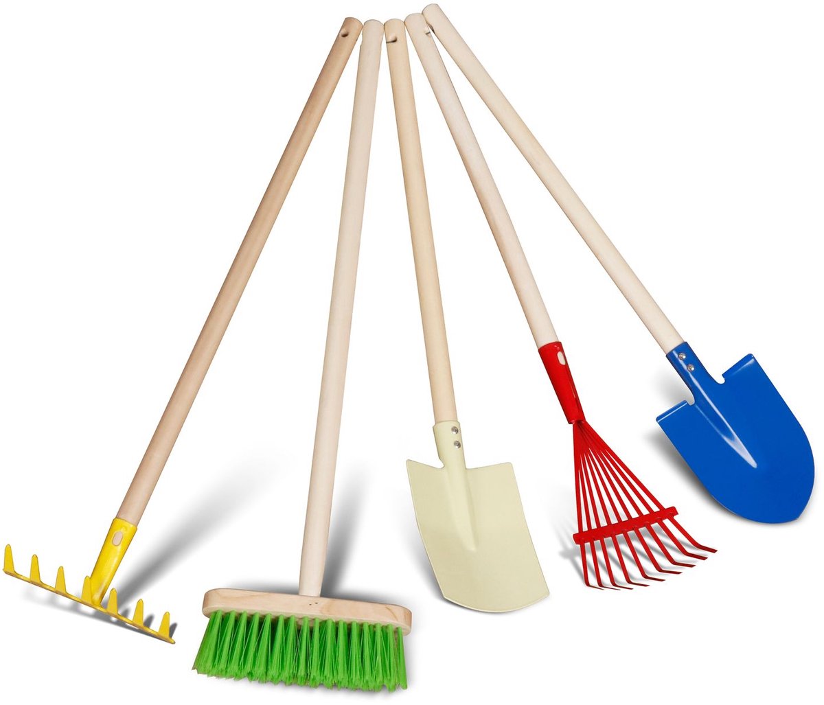 Coemo Tuingereedschap Zandschoppen in set voor kinderen - 5 deelen- Hout Metaal Tuinschep - Strandspeelgoed - Zandspeelgoed - Schep voor Kinderen