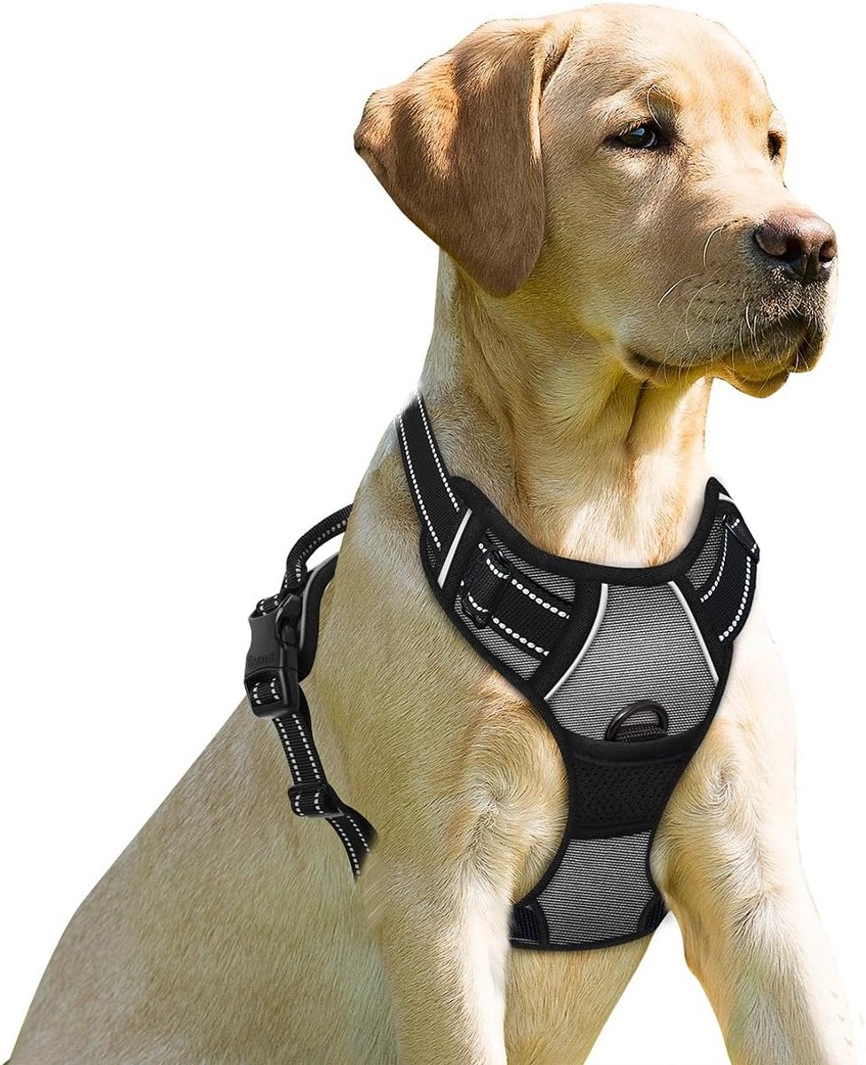 Honden tuigje zonder trekken met handvat en reflecterende lijnen voor kleine en grote honden