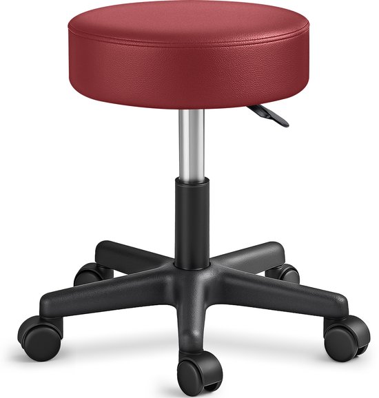 Tabouret de travail rouge vin, tabouret roulant, chaise de travail, tabouret