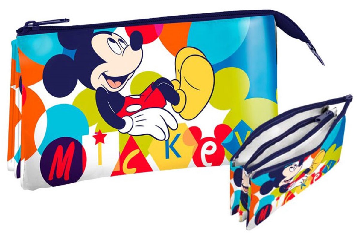 Disney Mickey Mouse Toilettas - 3 vakken - Etui - Opbergtas - 1 stuk - Voor kinderen