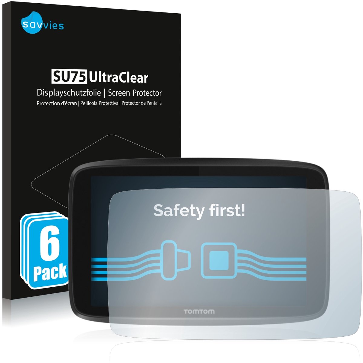 Savvies - Screenprotector voor TomTom GO 6250 - Folie Beschermfolie transparant 6 Stuks