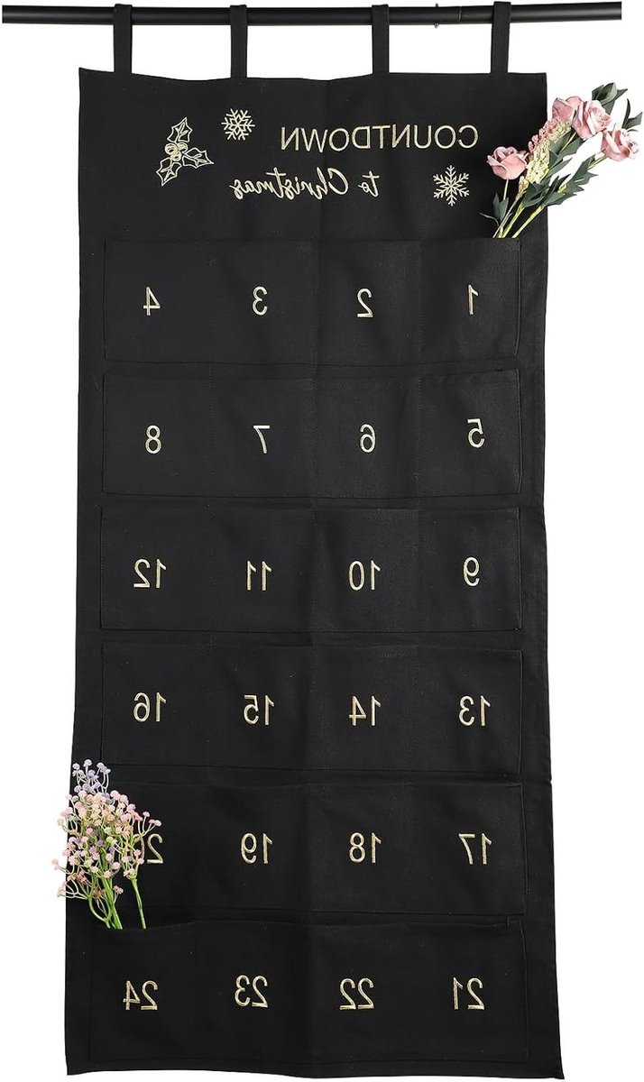 Adventskalenderzakken om te vullen - Duurzame canvasstof - Handgeborduurd - Herbruikbaar - Hoogwaardig vakmanschap.