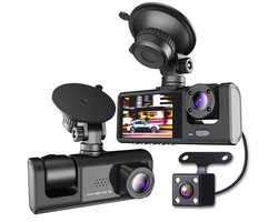 2-inch scherm C309 WiFi-dashcam, HD-connectiviteit met mobiele telefoon, parkeerbewaking met drie lenzen en nachtzicht, ingebouwde DVR.