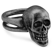 Aspero | Bague avec crâne en acier inoxydable gris