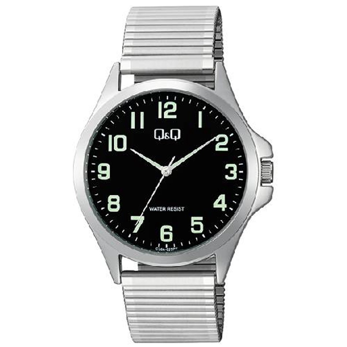 QQ-Heren horloge-model c36a-025py-Rekbare stalen band-duidelijke wijzerplaat-3 bar waterdicht-diameter 39 mm