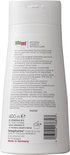 Achterkant van witte Sebamed Anti-Roos Shampoo fles, 400 ml. Met ingrediëntenlijst.