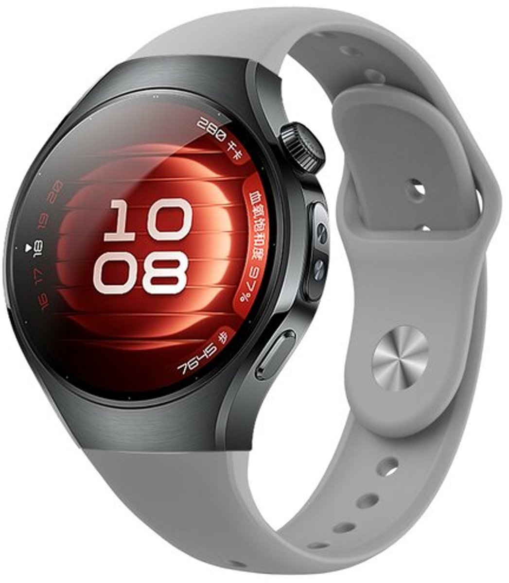 By Qubix - Classic sportbandje 'True Fit' - Grijs - geschikt voor Huawei Watch 5 - 42mm