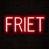 FRITES - Enseigne lumineuse néon LED éclairée | SpellBrite | 43,01 x 16 cm | 6 niveaux de gradation & 8 animations lumineuses | Panneau publicitaire éclairage néon