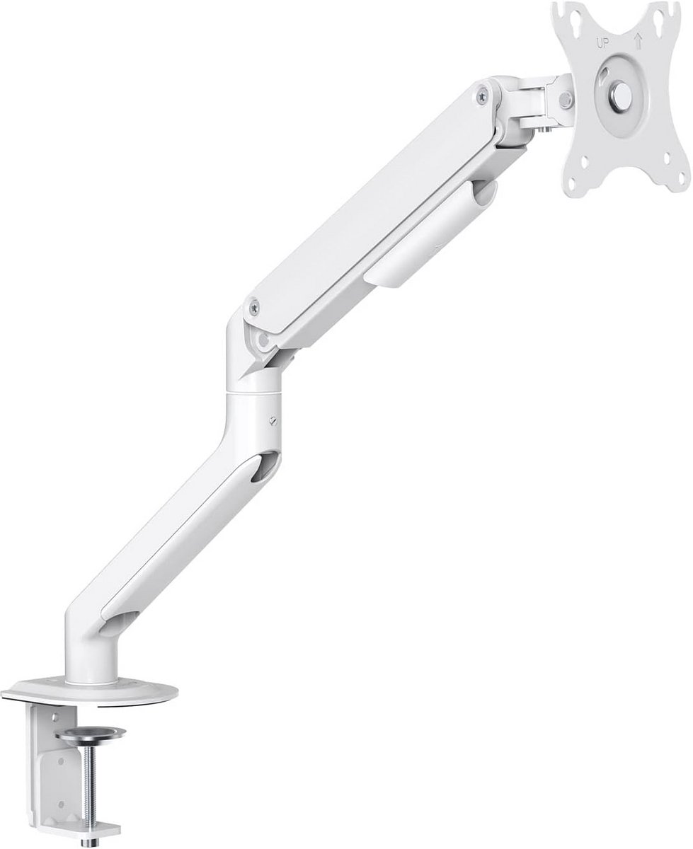 Monitorarm 32 Inch Wit - Zwenkarm en Kantelbaar - Geschikt voor Gebogen Schermen