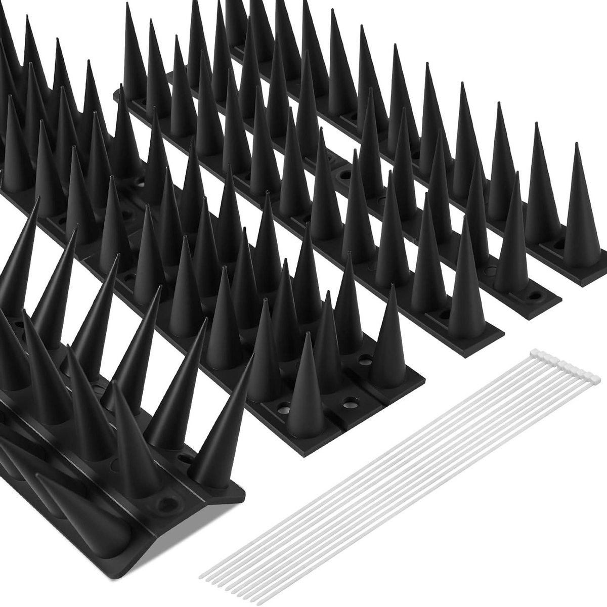 Duivenverjager van kunststof 3,15 m - Vogelwerende pinnen voor balkon en daktuin - Duivenafweer met kabelbinders - Effectief voor katten, honden en vogels - Zwart.