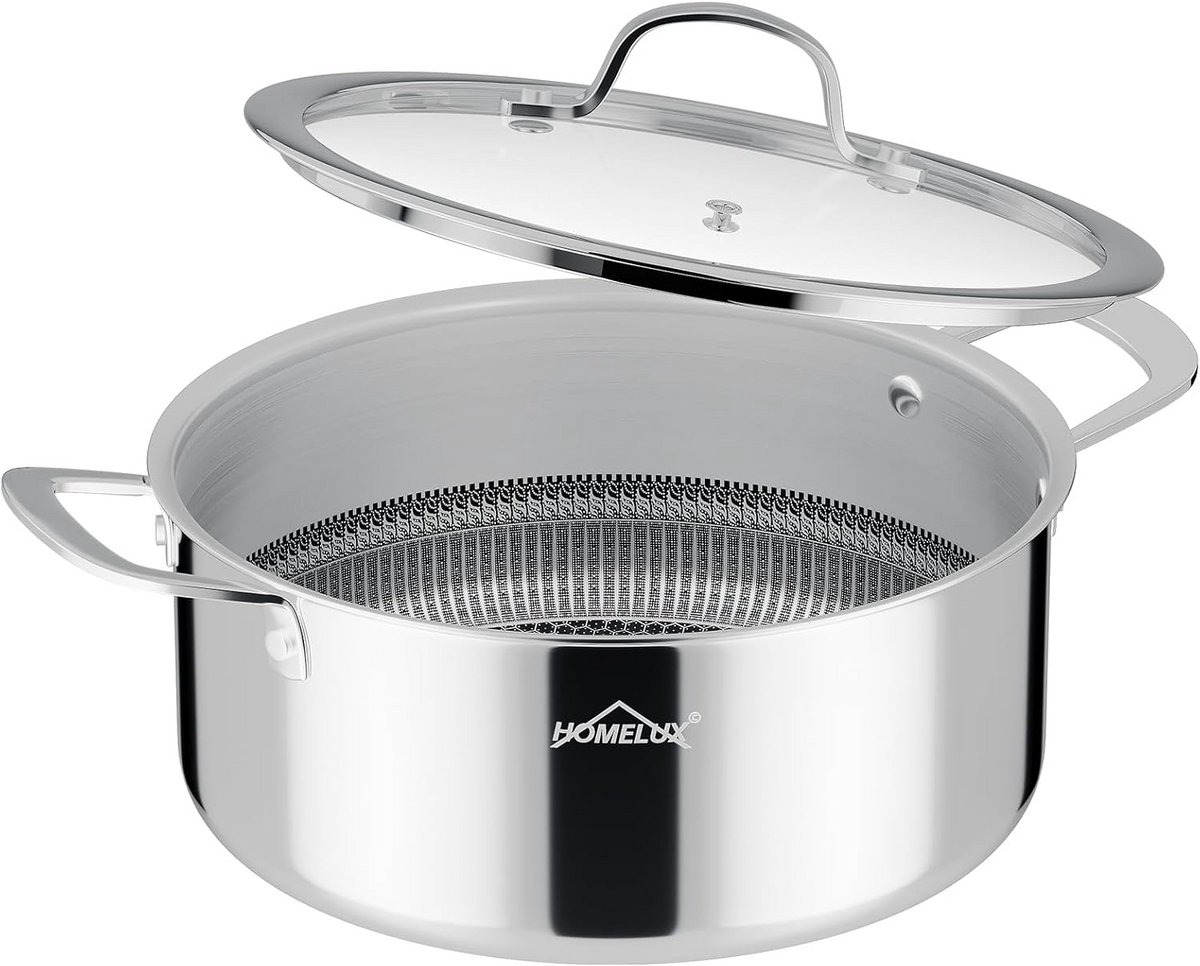 Grote Kookpan RVS met Deksel 24 cm 4L Geschikt voor Inductie