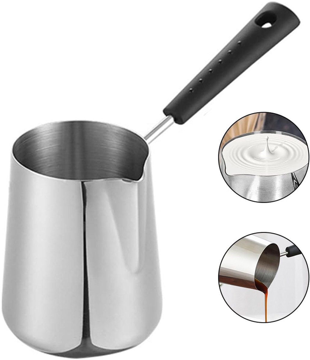 Latte Art Beker - Melkkan 600ml - RVS - Lange Steel, Kan Verwarmd Worden - Voor Espresso Koffie Melk Opschuimers Latte Art