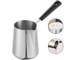 Latte Art Beker - Melkkan 600ml - RVS - Lange Steel, Kan Verwarmd Worden - Voor Espresso Koffie Melk Opschuimers Latte Art