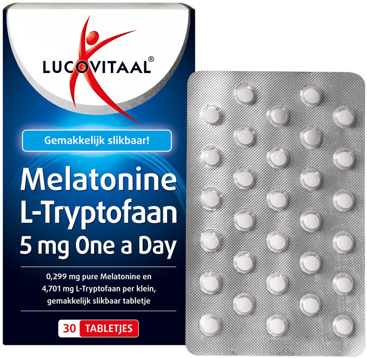 Lucovitaal Melatonine L-Tryptofaan 5mg One a Day Voedingssupplement - 30 tabletten — afbeelding 5