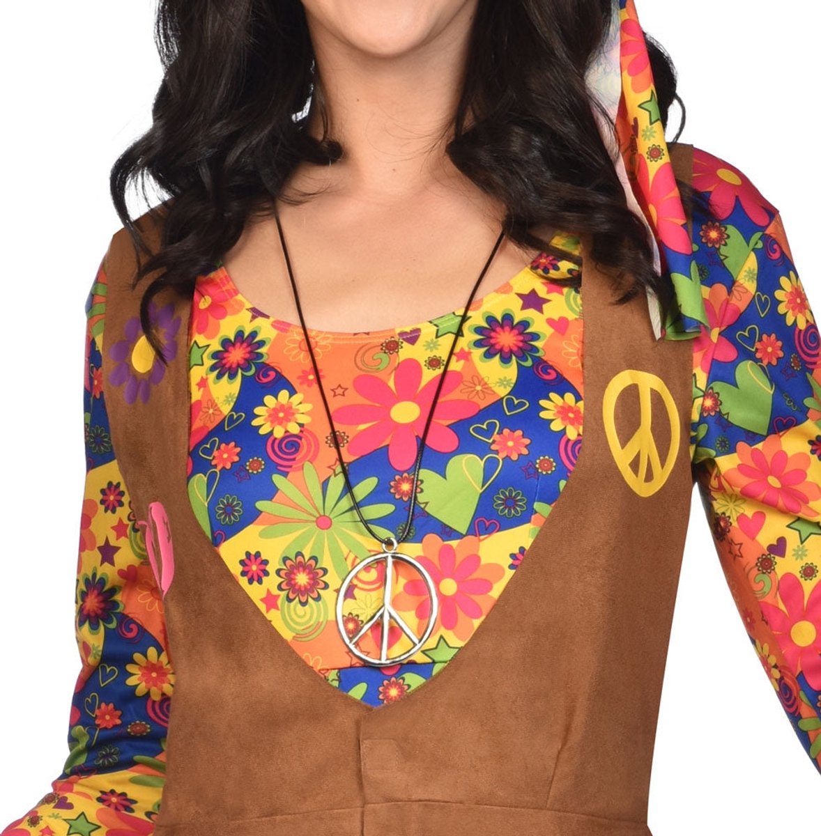 Hippie Peace Ketting met Zilveren Metalen Hanger