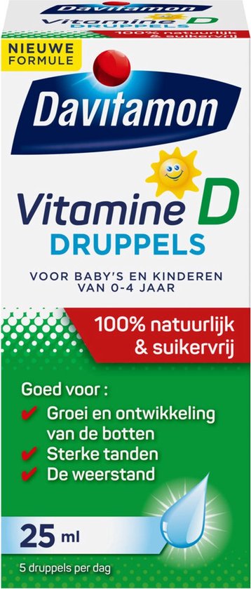 Davitamon Vitamine D Druppels - Vitamine D olie voor baby’s en kinderen - met zonnebloemolie - 100% natuurlijk