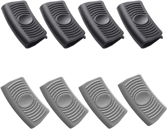 Foto: Allecto pannengrepen siliconen hittebestendig zwart en grijs ovenwanten ovenschalen gietijzeren braadpannen praktische hittebescherming geschikt voor alle pannen types