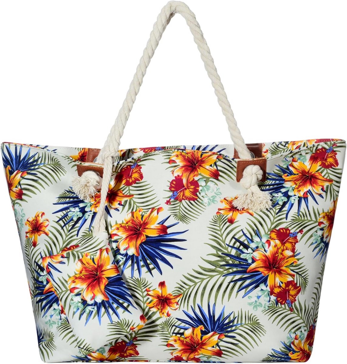 Grote XL Strandtas met Rits en Extra Binnenvak Shopper