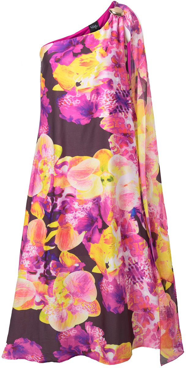 Ulla Popken Dames - Maxi-jurk - Zomerbes - Maat 54+