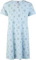 By Louise Dames Nachthemd Korte Mouw Blauw Gebloemd - Maat L