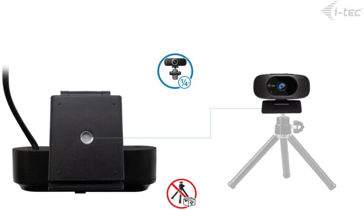 i-tec - Solomon 300 - Webcam - 4K - Privacy afdekking - Automatische beeldoptimalisatie - 1 microfoon - Laptop & PC - Streaming - Plug & Play thumbnail 3