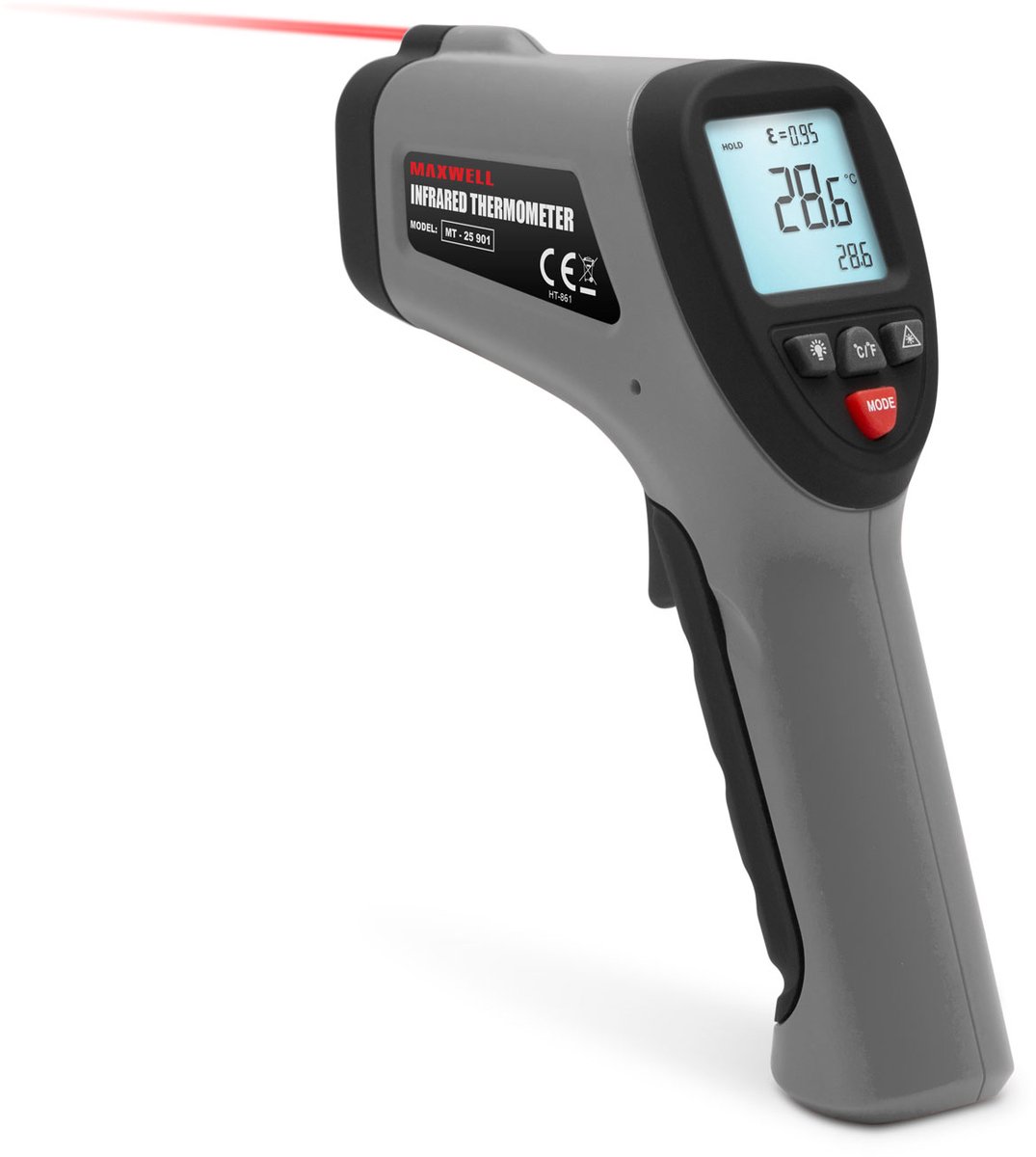 Digitale Infrarood Thermometer - Meetbereik -64°C tot 1400°C - Met Laserpointer en K-Type Probe [25911]