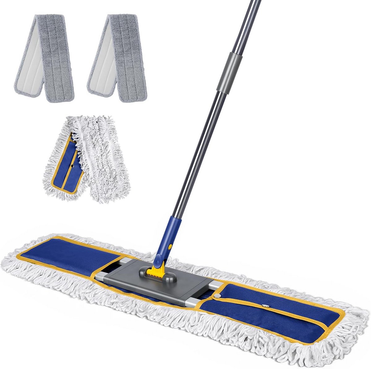 Professionele Vloerwisserset 90 cm Breed met Platte Mop en 3 Dweilpads