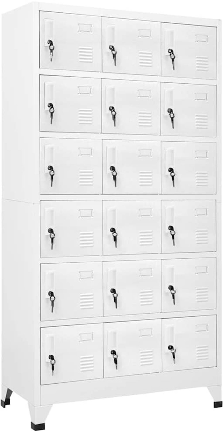 vidaXL Lockerkast - met - 18 - vakken - 90x40x180 - cm - metaal grijs