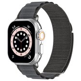 Nylon bandje - Geschikt voor Apple Watch 44/45/46/49mm (Series 12/11/10), (Ultra 4/3/2), (Series 7/8/9), (Series 4/5/6, SE 1/2/3) - Premium kwaliteit - Donkergrijs