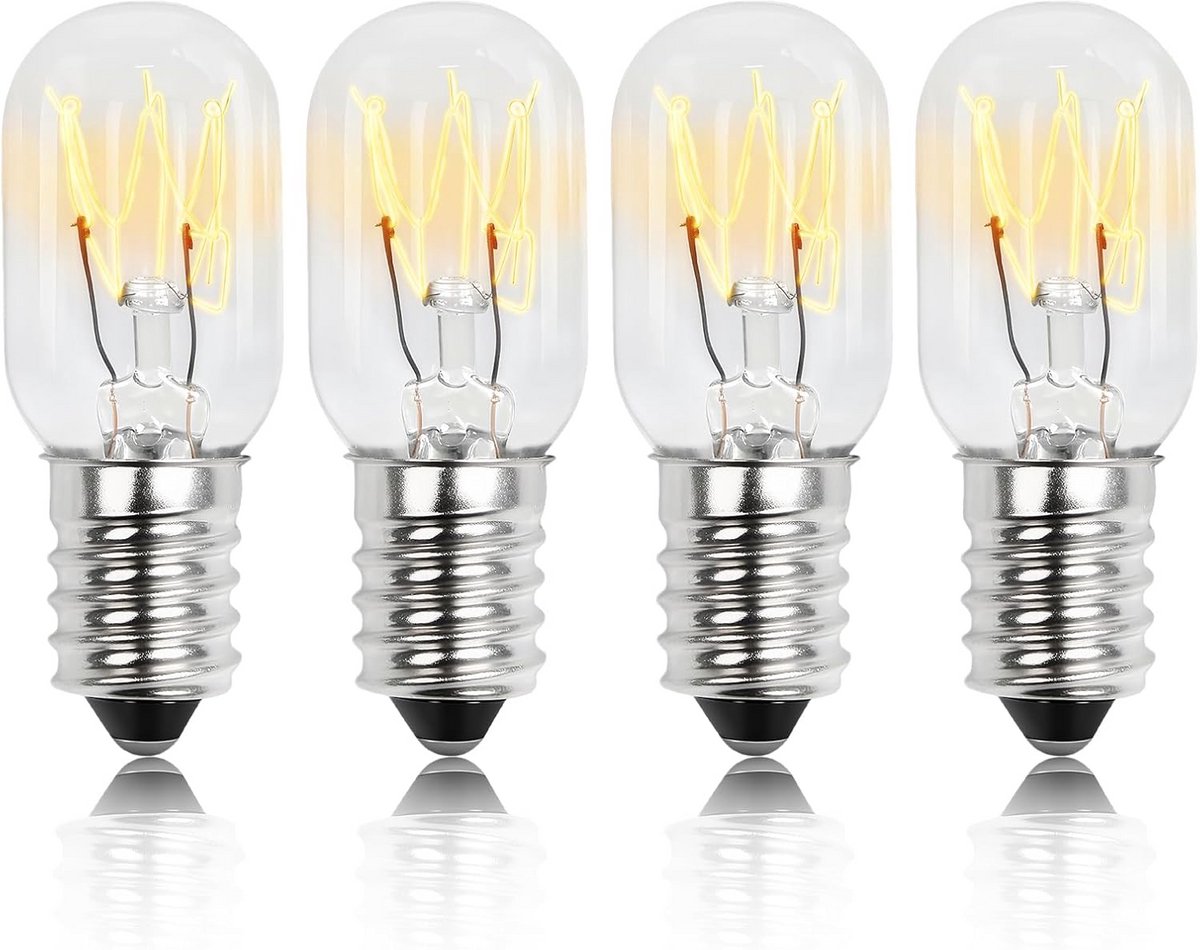 4x E14 Koelkastlamp 15W T20 Gloeilamp Warmwit 2700K voor Apparaten