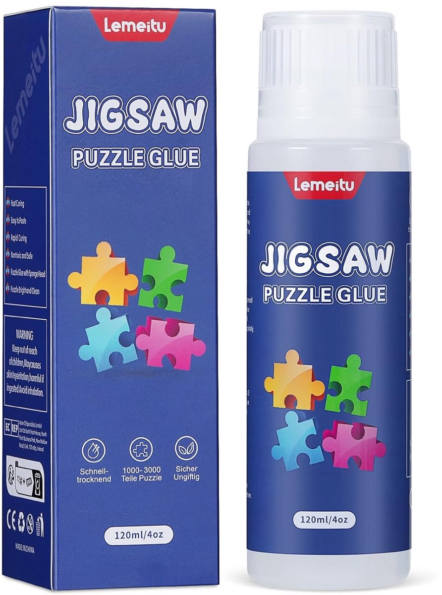 Puzzellijm 120ml met Sponsapplicator Sneldrogend Lichtgevend
