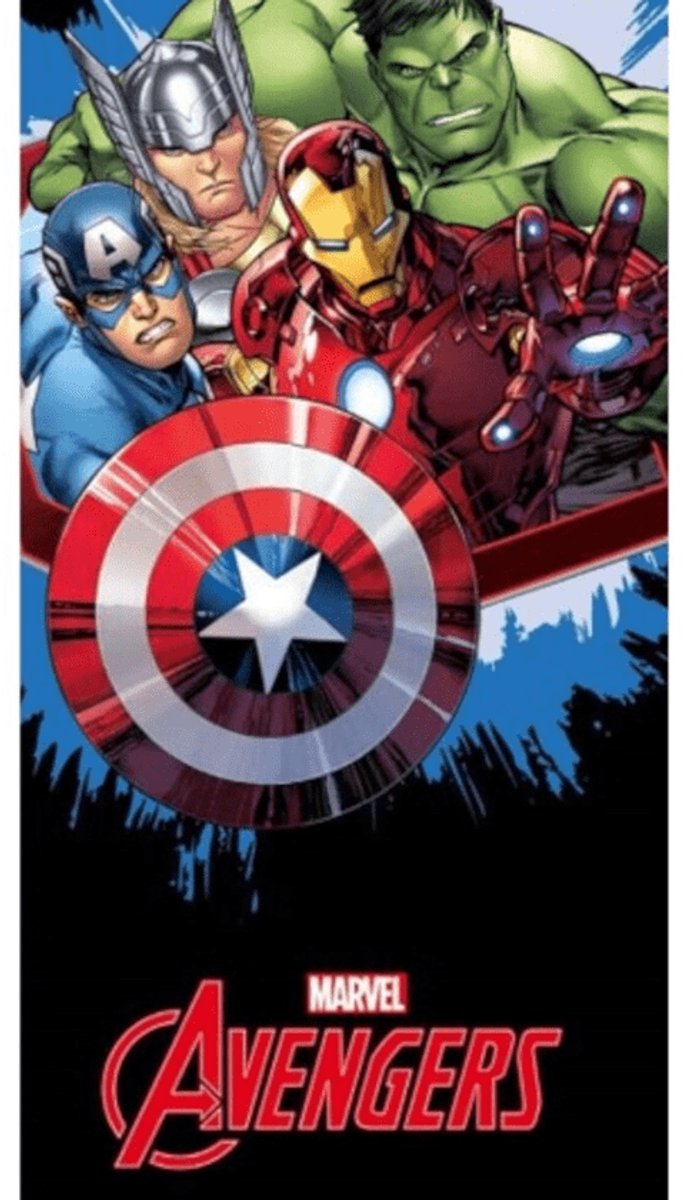 Marvel Avengers Strandlaken, Shield - 70 x 140 cm - Katoen
