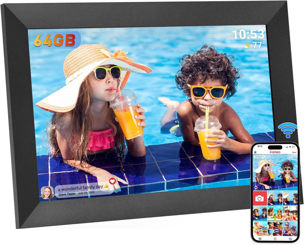 Digitale Fotolijst met Wifi - Fotolijsten - Frameo App - HD Kwaliteit - Touchscreen